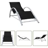 The Living Store Sonnenliege Textilene und Aluminium Schwarz