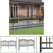 The Living Store Gartenzaun mit Speerspitzen Schwarz 140 cm Stahl