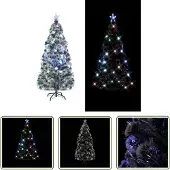 The Living Store Künstlicher Weihnachtsbaum mit Ständer/LED 150 cm Fiberoptik