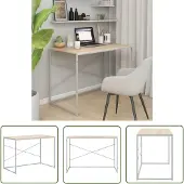 The Living Store Computertisch Weiß und Eiche-Optik 110x60x70 cm Holzwerkstoff