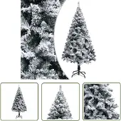 The Living Store Künstlicher Weihnachtsbaum mit Schnee Grün 120 cm PVC