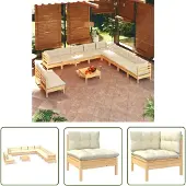 The Living Store 12-tlg. Garten-Lounge-Set mit Creme Kissen Massivholz Kiefer