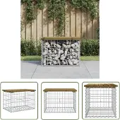The Living Store Gartenbank aus Gabionen 63x44x42 cm Kiefernholz Imprägniert