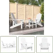 The Living Store Adirondack-Gartenstühle mit Tisch HDPE Weiß