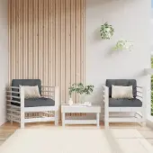The Living Store Gartenstühle mit Kissen 2 Stk. Weiß Massivholz Kiefer