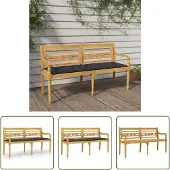 The Living Store Batavia-Bank mit Anthrazit Kissen 150 cm Massivholz Teak