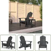 The Living Store Adirondack-Gartenstuhl mit Tisch HDPE Anthrazit
