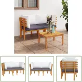 The Living Store 2-Sitzer-Gartensofa mit Kissen Massivholz Akazie