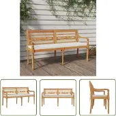 The Living Store Batavia-Bank mit Kissen 150 cm Massivholz Teak