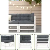 The Living Store Ecksofa mit Kissen Weiß Massivholz Kiefer
