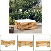 The Living Store Gartenhocker mit Creme Kissen Massivholz Teak