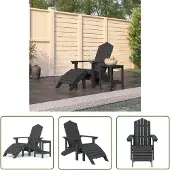 The Living Store Adirondack-Gartenstuhl mit Hocker & Tisch HDPE Anthrazit