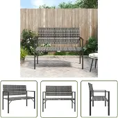 The Living Store Gartenbank 2-Sitzer Grau Poly Rattan