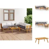 vidaXL 9-tlg. Garten-Lounge-Set mit Kissen Massivholz Akazie - Gartenmöbel-Sets