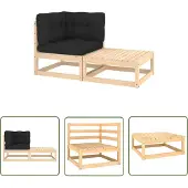 The Living Store 2-tlg. Garten-Lounge-Set mit Kissen Kiefer Massivholz