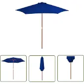 The Living Store Sonnenschirm mit Holzmast Blau 270 cm