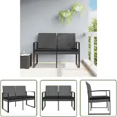 The Living Store Gartenbank 2-Sitzer mit Kissen Dunkelgrau PP-Rattan