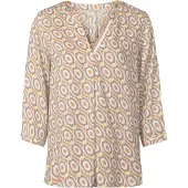HEINE Schlupfbluse , Damen, Gr. 46, beige (ecru, sesam, bedruckt), 100% Viskose, bedruckt, gemustert, mehrfarbig, V-Ausschnitt, Blusen Schlupfbluse