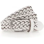 Tamaris Flechtgürtel "Chaya Silver", Damen, Gr. 80, weiß, Rindsleder, Flechtoptik, Gürtel Flechtgürtel, individuell verstellbar