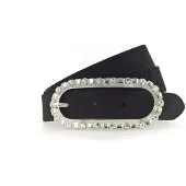 Tamaris Ledergürtel "Cher Silver", Damen, Gr. 120, schwarz, Rindsleder, festlich, Gürtel Ledergürtel, femininer Look, Schließe mit Glitzersteinen besetzt