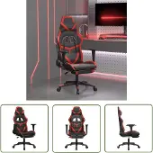 The Living Store Gaming-Stuhl mit Fußstütze Schwarz und Rot Kunstleder