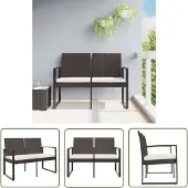 The Living Store Gartenbank 2-Sitzer mit Kissen Braun PP-Rattan