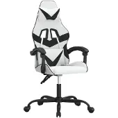 vidaXL Gaming-Stuhl Drehbar Weiß und Schwarz Kunstleder