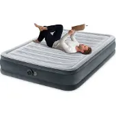 Intex Komfortables Luftbett 2-Personen 137x191x33 cm, Integrierte Elektrische Pumpe, FiberTech-Technologie, Grau