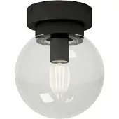 LUCANDE Deckenleuchte Badolo, schwarz, Glas, Ø 15 cm, IP44