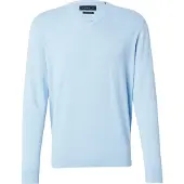 Bugatti 1100000002199 "Basic Essential", Herren, Gr. S, blau (hellblau), 100% Baumwolle, regular fit, V-Ausschnitt, Rippbündchen, Pullover 1100000002199, aus reine Baumwolle