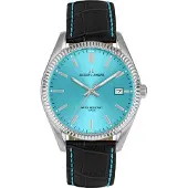 Jacques Lemans Quarzuhr "Derby", schwarz (schwarz, hellblau, hellblau), Armbanduhren, Damen, silberfarben, Quarzuhr, Armbanduhr, Damenuhr, analog, Datum, Lederarmband