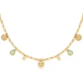 Leonardo Kette mit Anhänger "Halskette Ella", bunt (gelbgoldfarben, kristallweiß, gelb, aquablau), Halsketten, Damen, Edelstahl, L: 50 B: 2mm, Kette mit Anhänger, mit Kristallglas, B:2mm