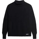 Superdry für Damen. W6110502A Essential Marineblauer Rippenstrickpullover (M), Lässig, Acryl, Langarm