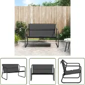 The Living Store 2-Sitzer Gartenbank mit Kissen Anthrazit Stahl
