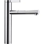 BLANCO Küchenarmatur "LINEE-S", grau (chrom), B:4,6cm H:28,1cm T:24,8cm, Messing, Armaturen, Küchenarmatur, Hochdruck, mit ausziehbarem Auslauf