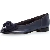 Gabor Ballerina , Damen, Gr. 35, Textil, blau (dunkelblau), Lacklederimitat, Leder, Schuhe Ballerina, Flats, Kitten Heel, Festliche Schuhe mit aufwendiger Schleife