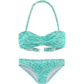 Venice beach Bandeau-Bikini , Jungen, Gr. 122/128, N-Gr, grün (mint, weiß), Polyamid, Melange-Effekt, Bikini-Sets Bandeau-Bikini, regulierbares Top, seitliche Stäbchen, Topseller