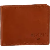 Mustang echt Leder Herren Geldbörse Portemonnaie schön flach cognac braun