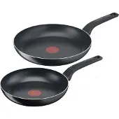 Tefal Easy Cook & Clean 2-teiliges Pfannenset B55590, Frittierset, Schwarz, Titan, Aluminium, Thermosignal, Keramik, Gas, Halogen, Versiegelte Platte