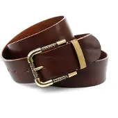 Anthoni Crown Ledergürtel , Damen, Gr. 85, braun (dunkelbraun), Leder, unifarben, Gürtel Ledergürtel, mit gemusterter Dornschließe in goldfarben
