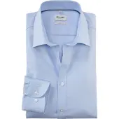 Olymp Businesshemd "Level Five body fit", Herren, Gr. 45, N-Gr, blau (ozon), Web, Obermaterial: 97% Baumwolle, 3% Elastolefin, Hemden Businesshemd