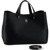 Tommy Hilfiger TH Emblem Satchel, Erwachsener, OS, Schwarz, Polyurethan (PU), 1 Stück(e)