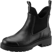 Calvin Klein Gummistiefelette JEANS "MID RAINBOOT CHELSEA", Damen, Gr. 40, schwarz, Elastischer Einsatz, Gummi, unifarben, Basic, Schuhe Gummistiefelette, Chelseaboots, Stiefelette mit Stretcheinsatz