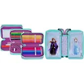 Scooli FRVX0421, Weiches Federmäppchen, Aqua-Farbe, Violett, Abbildung, Drinnen, Mädchen, Reißverschluss