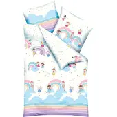 Kaeppel Kinderbettwäsche "Rainbow Fairies", bunt, B/L: 100cm x 135cm, 1 Stk., 1 Stk., Renforcé, B/L: 40cm x 60cm, 2 Stk., Renforcé, Obermaterial: 100% Baumwolle, Bettwäsche, Kinderbettwäsche, Mit Feen