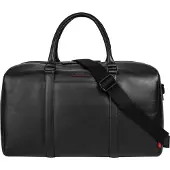 Bugatti Reisetasche "CLARK", Gr. B/H/T: 46cm x 25cm x 25cm onesize, schwarz, Leder, leicht glänzend, unifarben, Taschen Reisetasche, echt Leder