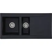Respekta Einbauspüle Küchenspüle Spüle Granit Mineralite 100 x 50 Schwarz Denver, 1,5 Becken