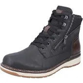 Rieker Winterboots , Herren, Gr. 41, Schurwolle, schwarz (schwarz, dunkelbraun), Lederimitat, Textil, Schuhe Winterboots, mit wasserabweisender riekerTEX-Membran, Topseller