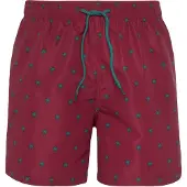 s.Oliver Badeshorts , Herren, Gr. S, N-Gr, bunt (bordeaux, petrol), Microfaser, Recycling-Polyester, bedruckt, kontrastfarbene Details, Badehosen Badeshorts, mit Palmen-Design