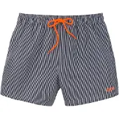 Buffalo Badeshorts , Herren, Gr. M (50), N-Gr, schwarz-weiß (schwarz, weiß), Microfaser, Microfaser, Polyester, Recycling-Polyester, gestreift, Badehosen Badeshorts, in feinem Streifenlook